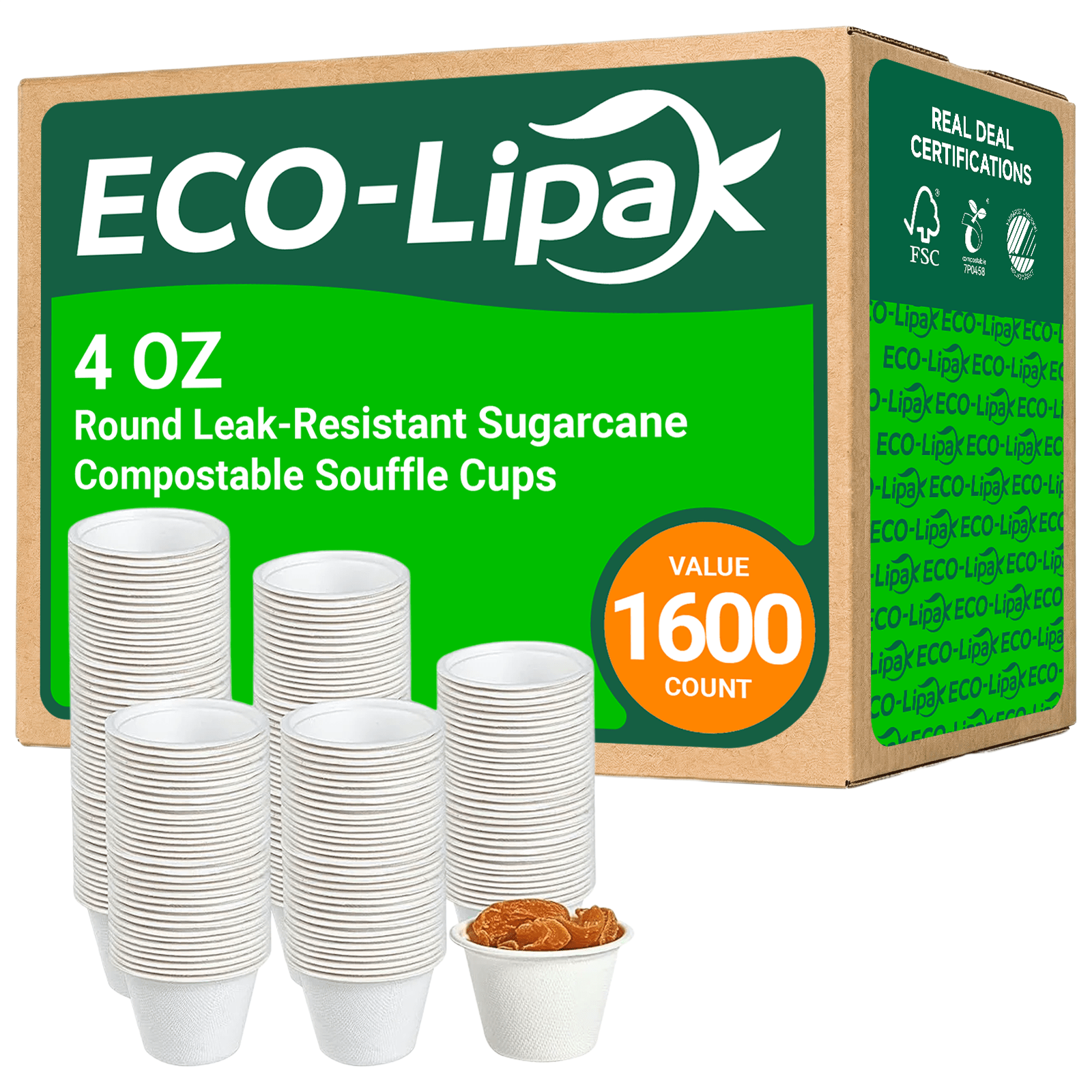 Round Leak - Resistant Sugarcane Compostable Souffle Cups｜BPI Certified, BPA - Free - ECOlipak