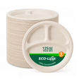 SALE | 9 in Heavy-Duty Natural Round 3-Compartment Compostable Plates｜BPI Certified, PFAS-Free, BPA-Free - ECO-Lipak