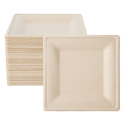 Square Heavy - Duty Compostable Plates｜BPA - Free, Cut - Resistant - ECOlipak