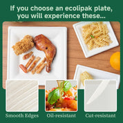 Square Heavy - Duty Compostable Plates｜BPA - Free, Cut - Resistant - ECOlipak