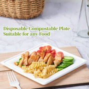 Square Heavy - Duty Compostable Plates｜BPA - Free, Cut - Resistant - ECOlipak