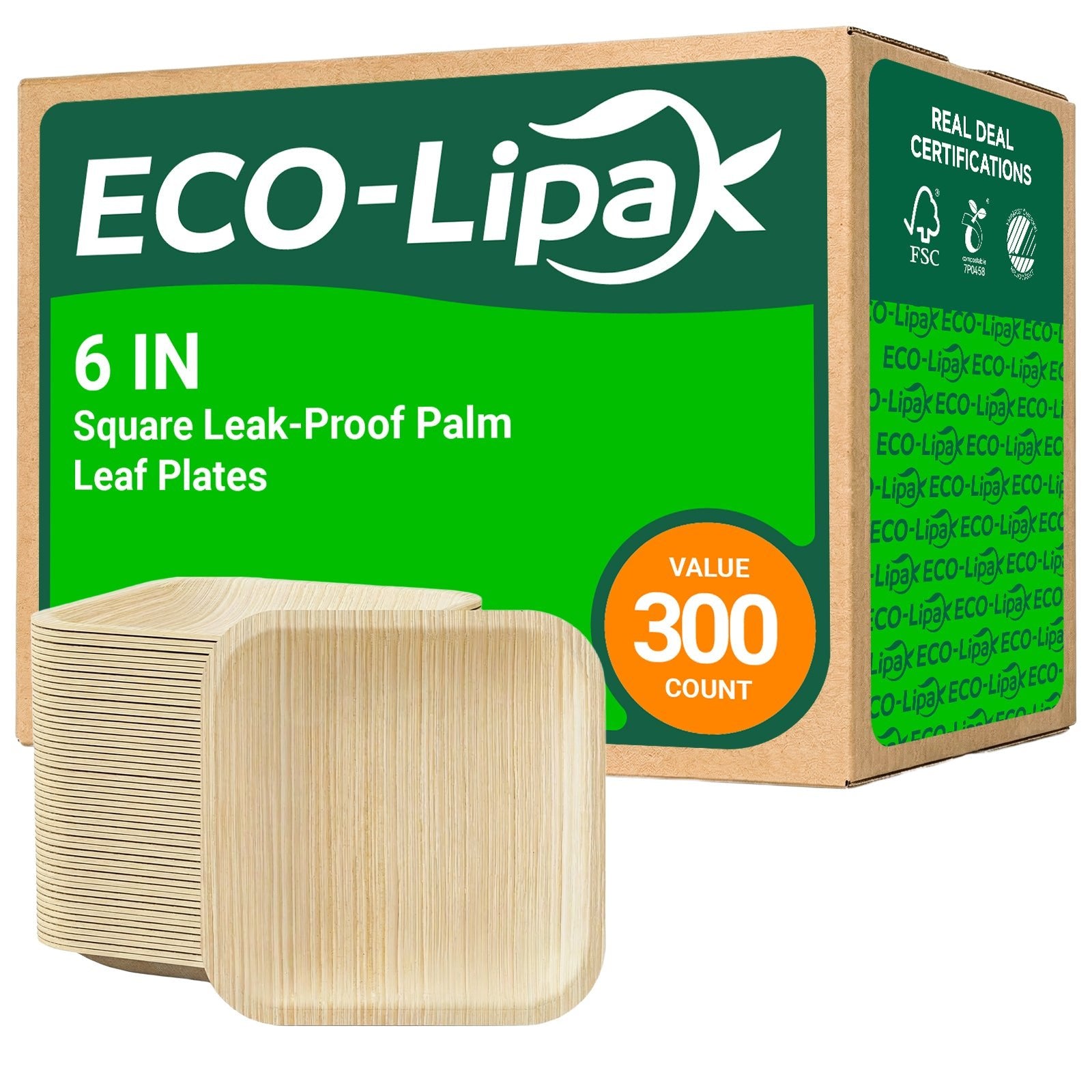 Square Leak - Proof Palm Leaf Compostable Plates & Cutlery Sets｜Food Grade, BPA - Free - ECOlipak