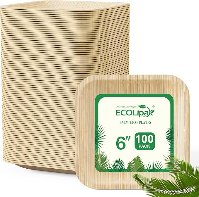 Square Leak - Proof Palm Leaf Compostable Plates & Cutlery Sets｜Food Grade, BPA - Free - ECOlipak