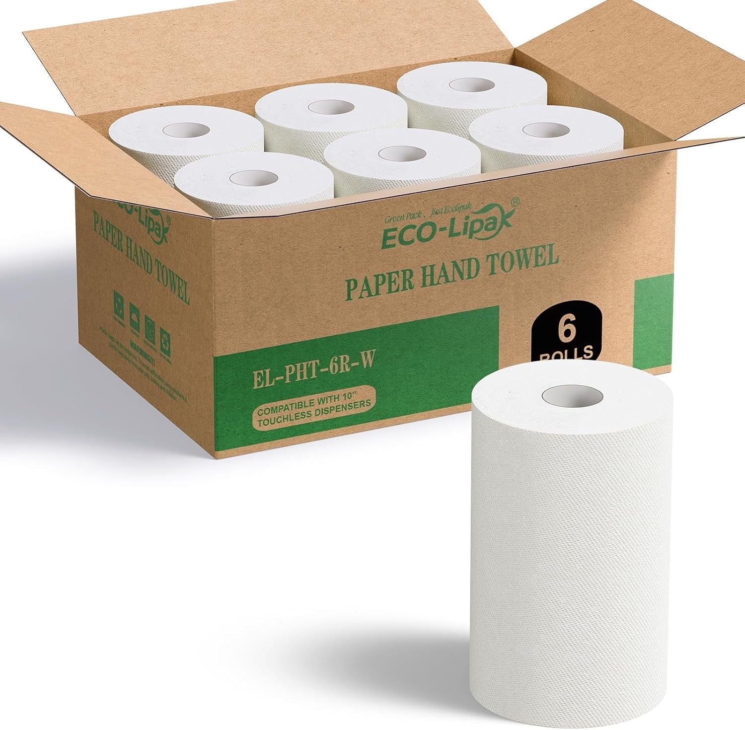 TAD Paper Towels 10inch x 800 Sheets, 6 Rolls | Commercial Automatic Dispenser Towels - ECO-Lipak