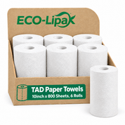 TAD Paper Towels 10inch x 800 Sheets, 6 Rolls | Commercial Automatic Dispenser Towels - ECO-Lipak