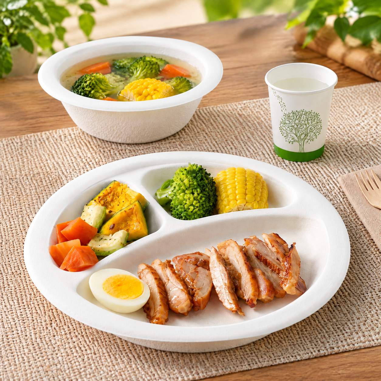White All-in-One Food & Drink Serving Set for Catering & Gatherings - ECO-Lipak
