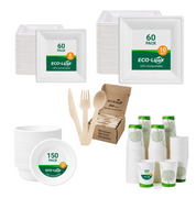 White Multi-Course Tableware Set for Weddings, Receptions & Celebrations - ECO-Lipak