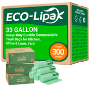 Wholesale 33 Gallon Heavy - Duty BPI Certified Compostable Trash Bags – 300/Carton - ECO - Lipak