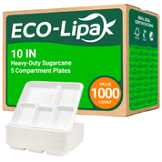 Wholesale Compostable Sugarcane 5-Compartment Plates – 10 in / 12.5 in | Bulk Cartons - ECO-Lipak