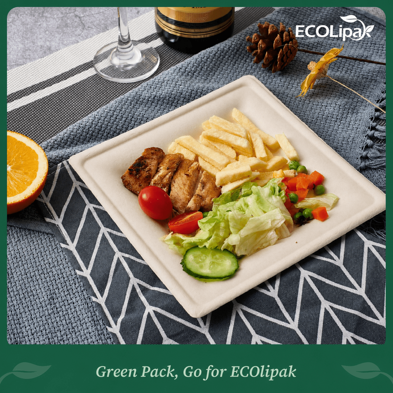 Wholesale Natural Square Compostable Sugarcane Plates – 6 in / 10 in | 1,000/Carton - ECO-Lipak