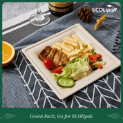 Wholesale Natural Square Compostable Sugarcane Plates – 6 in / 10 in | 1,000/Carton - ECO-Lipak