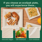 Wholesale Natural Square Compostable Sugarcane Plates – 6 in / 10 in | 1,000/Carton - ECO-Lipak