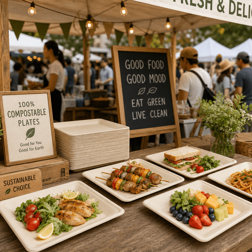 Wholesale Natural Square Compostable Sugarcane Plates – 6 in / 10 in | 1,000/Carton - ECO-Lipak