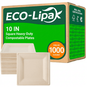 Wholesale Natural Square Compostable Sugarcane Plates – 6 in / 10 in | 1,000/Carton - ECO-Lipak